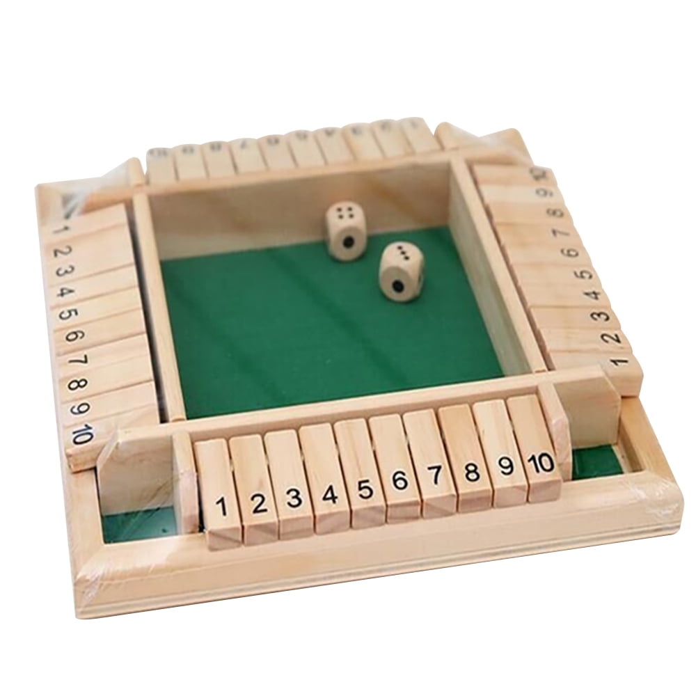 4 Way Player Shut The Box Dice Game Wooden Board Game Flip Lid Box Travel Size For Learning