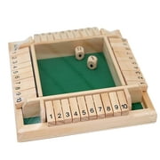4 Way Player Shut The Box Dice Game Wooden Board Game Flip Lid Box Travel Size for Learning Numbers Kids Adults Classroom Home Pub (2-4 Players)