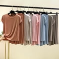 thumbnail image 5 of Bosfbaoi 2 Piece Sets For Women Plus Size Modal Pajama Set Crew Neck Short Sleeve Top Wide Leg Capri Pants Loungewear Set, 5 of 6