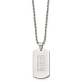 thumbnail image 5 of Stainless Steel Polished and Cubic Zirconias Dog Tag Necklace - 22 Inch - Measures 18.78mm Wide, 5 of 7