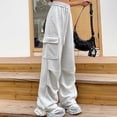 thumbnail image 6 of CAIVO Women's Solid Color Fashion Sport Pants High Waisted Drape Work Pants Loose And Casual Pants Slacks Trousers Trendy Streetwear, 6 of 7