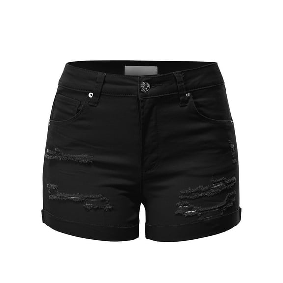 FashionMille Women's Casual Summer Mid Waist Streretch Denim Jean Raw Hem Ripped 3.5" Shorts with Pockets