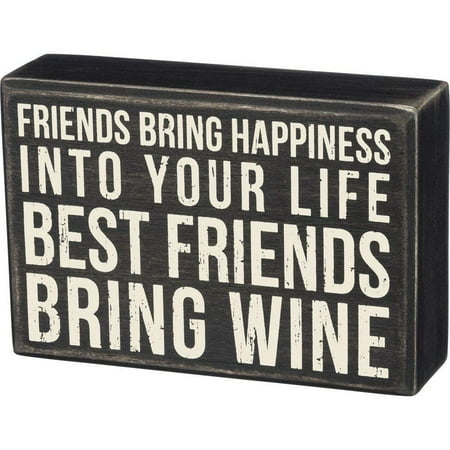 Wood Box Sign Best Friend Bring Wine 6