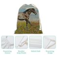 thumbnail image 4 of PIKWEEK There are two sizes to choose from: running horse chart, horse and flower drawstring backpack, zipper rope, leisure yoga gym, swimming, travel, and fitness backpack 13.7*19.6 in, 4 of 7