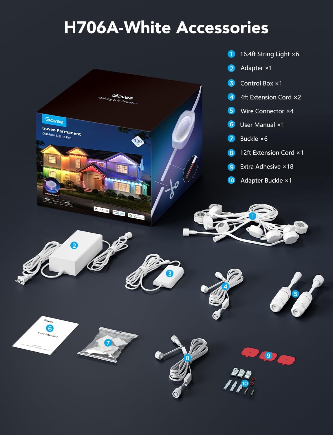 Govee 100ft White Permanent Outdoor Lights Pro