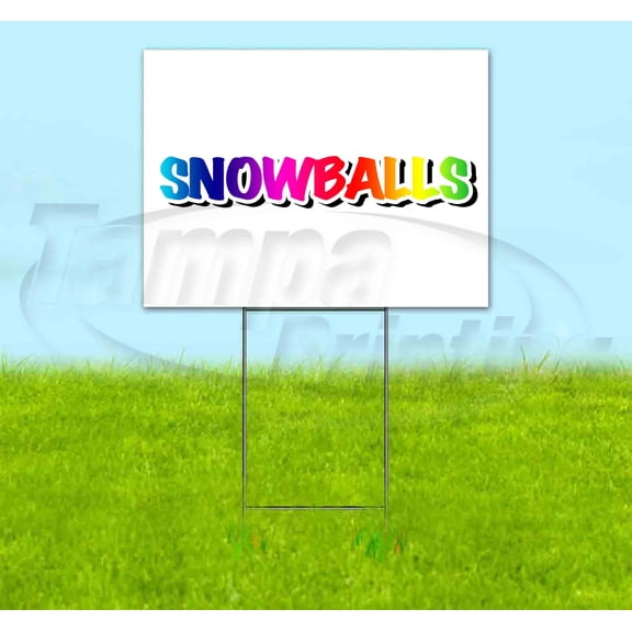 Rainbow Snowballs (18" X 24") Yard Sign, Includes Metal Step Stake