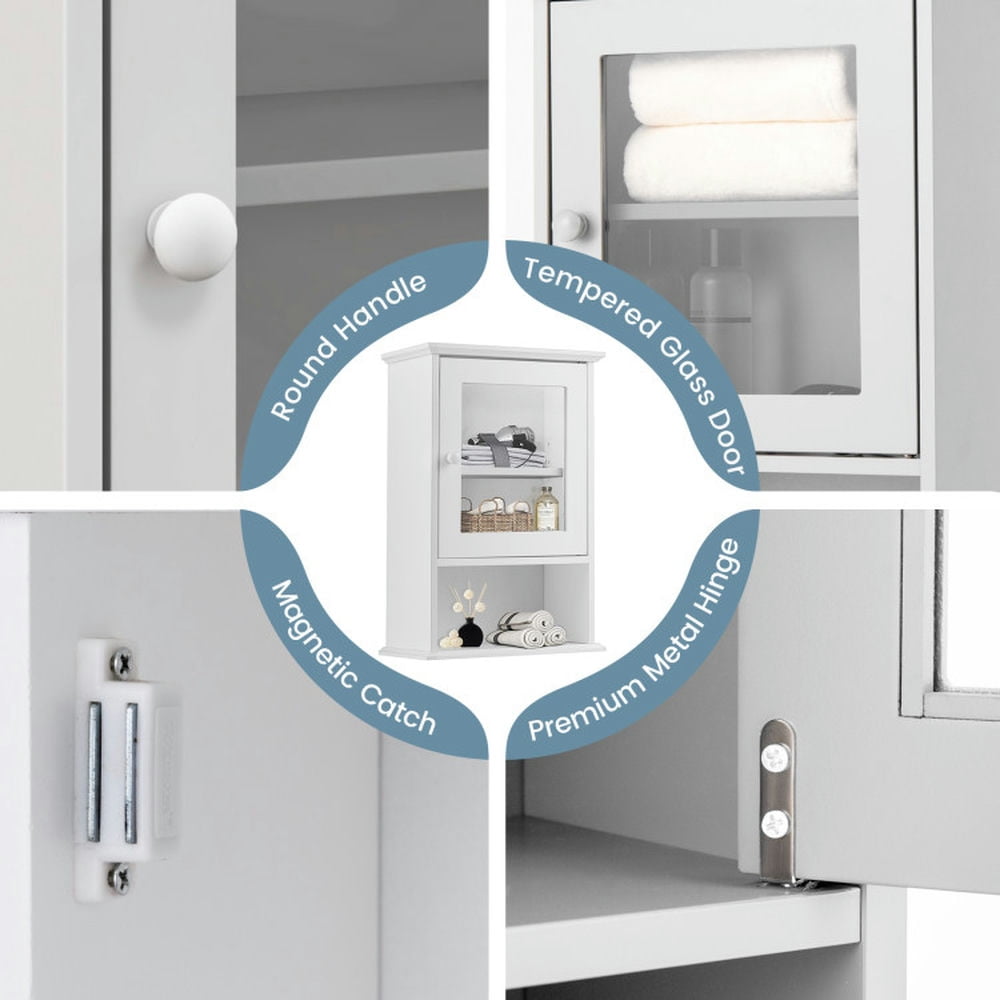 Finihen Bathroom Wall Cabinet, Wall Mounted Bathroom Cabinet, Medicine Cabinet, Bathroom Wall Mounted Adjustable Hanging Storage Medicine Cabinet, for Bathroom, White Finihen Bathroom Wall Cabinet, Wall Mounted Bathroom Cabinet, Medicine Cabinet, Bathroom Wall Mounted Adjustable Hanging Storage Medicine Cabinet, for Bathroom, White
