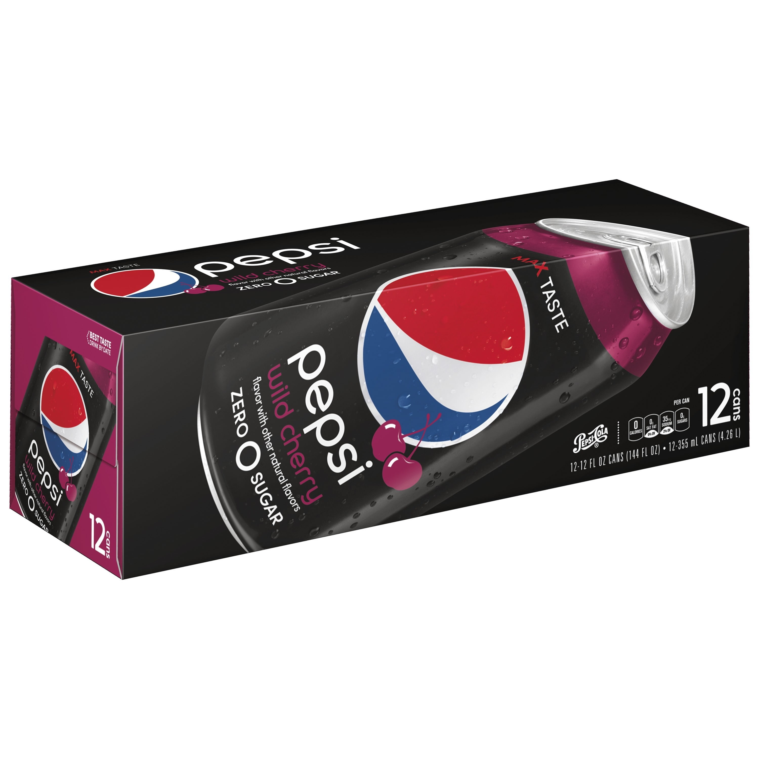 Pepsi Zero Sugar Wild Cherry Soda, 12 Fl. Oz., 12 Count - Walmart.com
