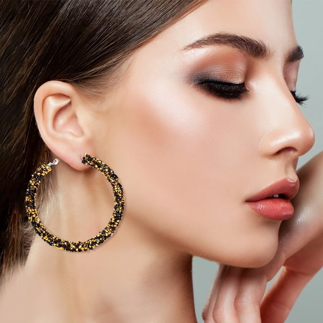 Fiudx Joyería Moda Personalidad de La Moda Aleación Diamante Pendientes Simples Pendientes de Moda