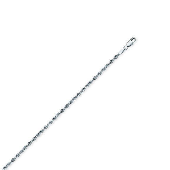 Sterling Silver Rhodium Plated Sparkle-Cut Rhodium Rope Chain Necklace 2mm - 5.1 Grams - 16 Inch