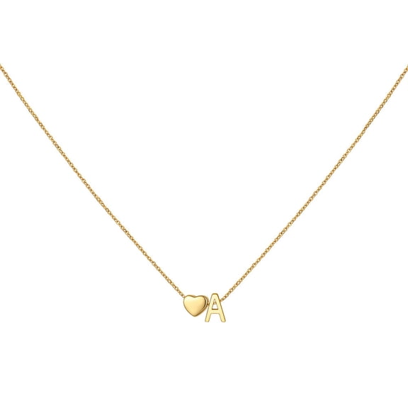 HIJONES Women's Stainless Steel Heart Initial Necklace
