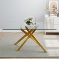 thumbnail image 2 of 51.18" Rectangular Clear Tempered Glass Dining Table,Gold, 2 of 17