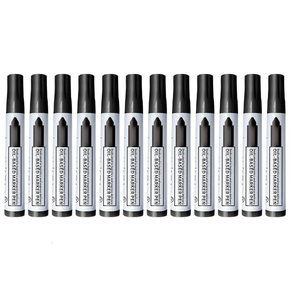 Ywmsfl Pack Of 12 Oil Set Permanent Markers Quick Drying Impermeable For Plastic Metal Glass Multipurpose Writing Equipment