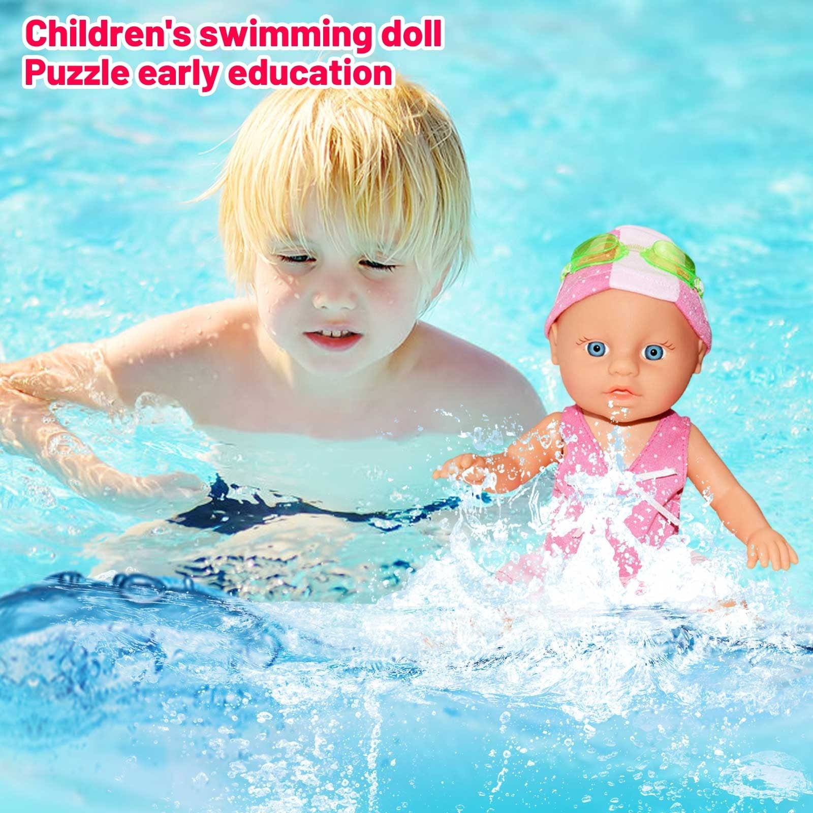 Electric Swimming Doll for Kids, Waterproof Movable Joints Bath Toy, Interactive Water Play Doll for Toddlers Swimming Pool Beach Bathing Summer Fun