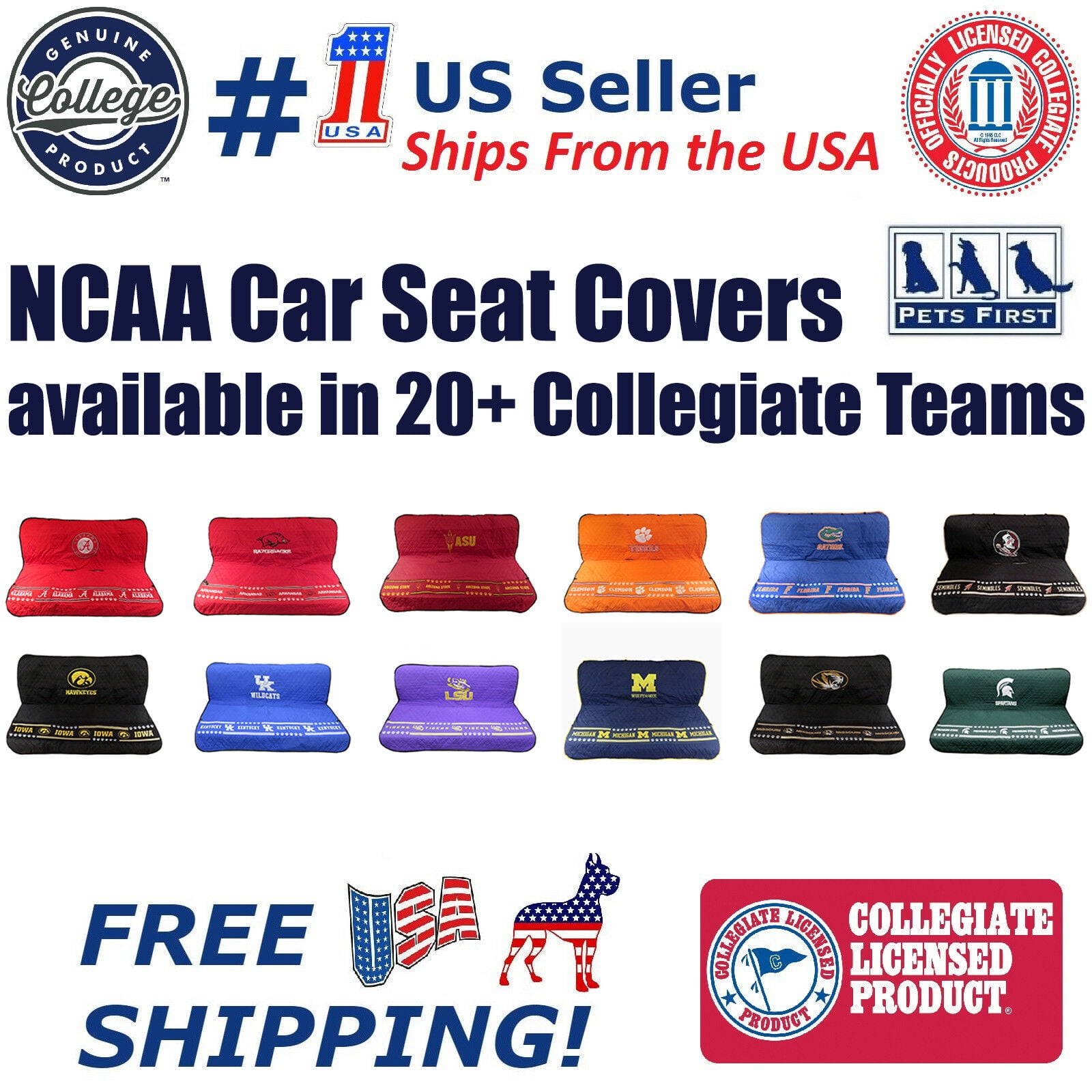 LSU Tigers Premium Pet Dog Waterproof Car Seat Cover