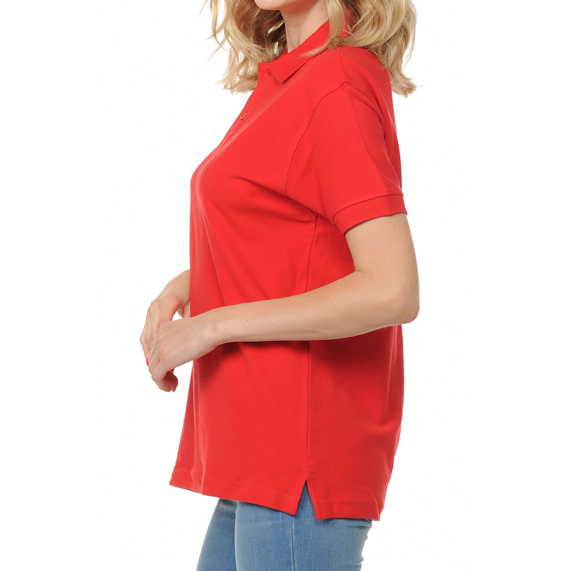 Basico (Red) Polo Collared Shirts For Women 100% Cotton