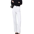 thumbnail image 3 of Women Wide Leg Pants Summer High Waisted Business Casual Work Dress Pants Trousers Slacks White M, 3 of 9
