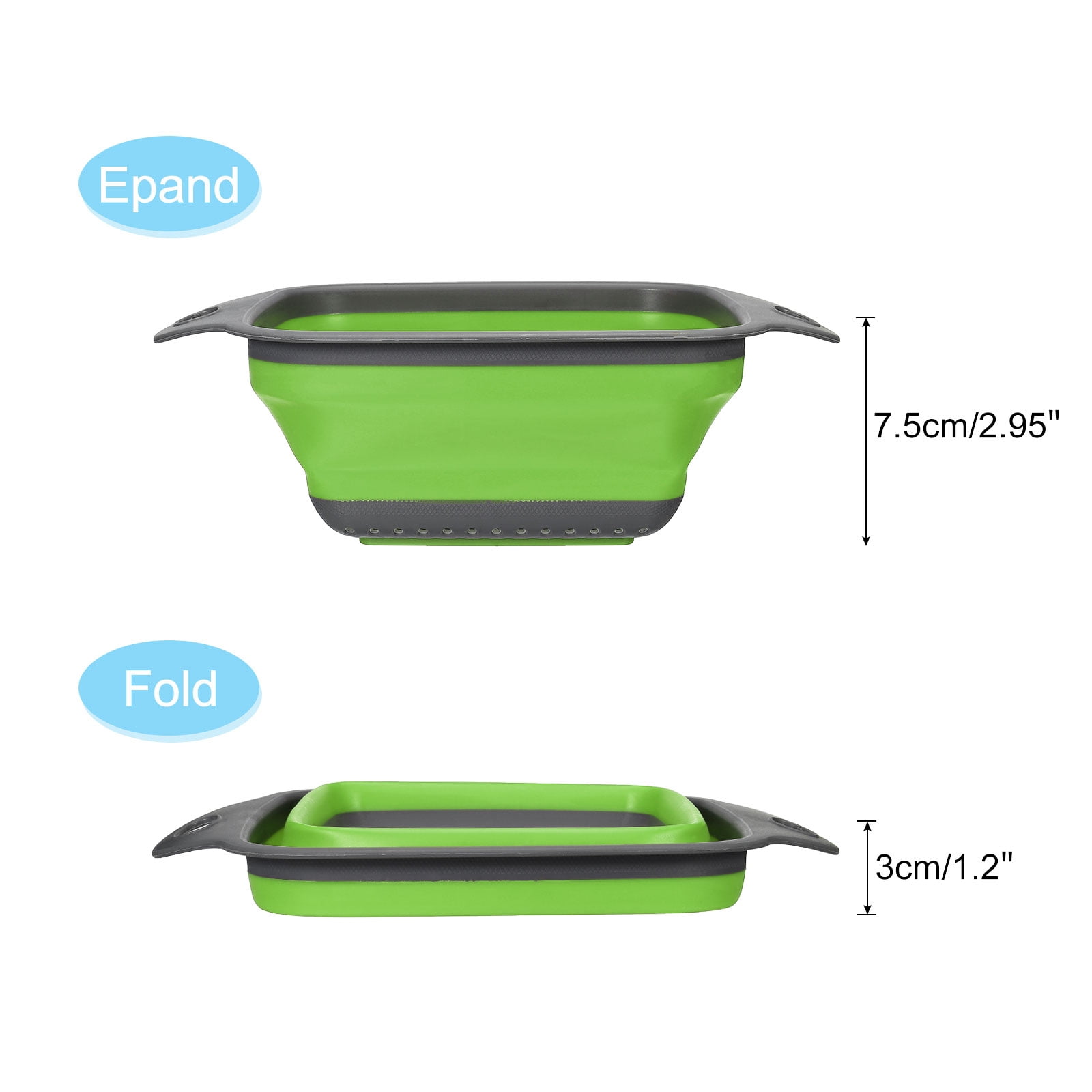 Unique Bargains Collapsible Silicone Strainer for Veggies and Fruits Green