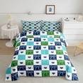 thumbnail image 2 of spefrowx Multicolor Checker Bow Full Size Comforter Sets for Boys, Blue Love Heart Bedding Comforter Set, Stars Reversible, 3 Pieces, 1 Comforter and 2 Pillowcases, 2 of 6
