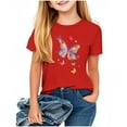 thumbnail image 2 of Spazoro Toddler Girls T-shirts, Crewneck Casual Summer Graphic Tee Short Sleeve Tops Red Size 1-13T, 2 of 4