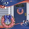 thumbnail image 1 of Corona floral para el Día de la Independencia | Decoración colgante para puerta de 40 cm | Tela de poliéster | Decoración patriótica roja, blanca y azul para el hogar | Uso interior y exterior | 1, 1 of 9