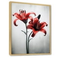 thumbnail image 2 of Designart "Lily Petals In Red And Grey" Lilies Floater Framed Canvas Art Print, 2 of 5