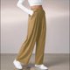 thumbnail image 5 of Pantalones de Traje de Pierna para Mujer, Holgados, de Cintura Alta Elástica, Informales, Largos, Color Cúrcuma, Talla S, 5 of 7