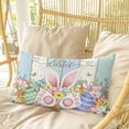 thumbnail image 4 of Easter Pillow Covers, Linen Long Throw Pillow Case, Spring Rabbit Ear Eggs Floral Butterfly Wooden Holiday Pillow Protector Decorative Cushion Cover for Living Room/Bedroom 16" x 24", 4 of 8