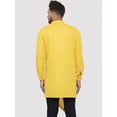 thumbnail image 4 of eloria Men's Traditional Yellow Cold-Shoulder Sleeves Asymmetric Kurta, 4 of 7