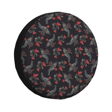 Gaeub Black Roosters 14-17in Tire Cover Spare Tire Cover for Camper Caravan Trailer Car Truck SUV Jeep-16 inch