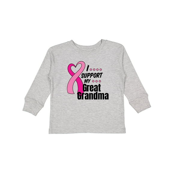 Inktastic Breast Cancer Awareness I Support My Great Grandma Boys or Girls Long Sleeve Toddler T-Shirt