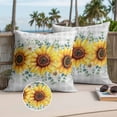 thumbnail image 2 of Sunflower Flowers Outdoor Pillow Covers Pack of 2 Yellow Floral Eucalyptus Leaves Gray Plaid Waterproof Throw Pillow Covers Decorative Cushion Cases for Patio Garden Tent Balcony Couch 26x26 inch, 2 of 9