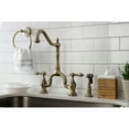 thumbnail image 3 of Kingston Brass KS7753ALBS English Country Two-Handle 3-Hole Deck Mount Bridge Kitchen Faucet with Brass Side Sprayer in Antique Brass, 3 of 7