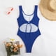 thumbnail image 5 of Trajes de baño de una pieza para mujer, conjuntos de bikini sin espalda con tirantes ajustables a la moda de color sólido para mujer, traje de baño para mujer, 5 of 6