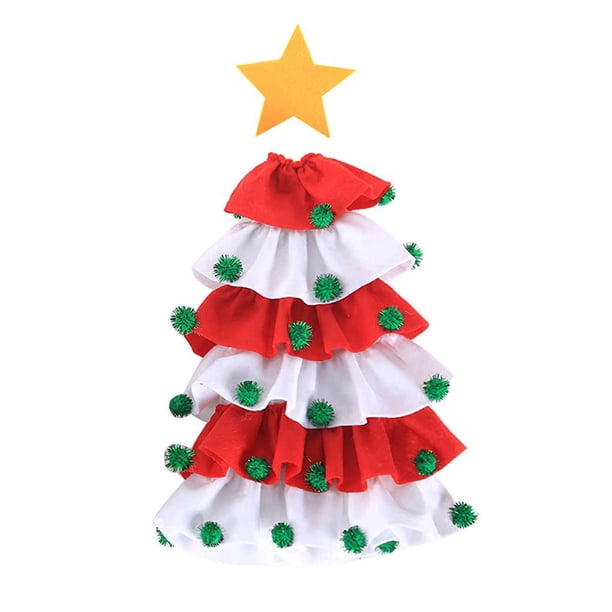 Bewildely Suministros decorativos de la cubierta de la botella de vino en forma de árbol de Navidad para el escritorio del restaurante del hotel del hogar Kits de decoración para fiestas rojo blanco Bewildely HA027008-01