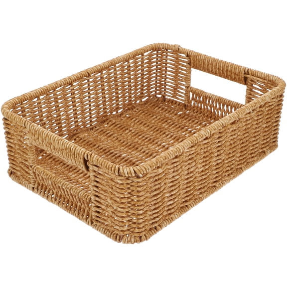 Imitation Rattan Desktop Storage Basket Bin Wicker Toy Bins