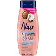 Nair Sensitive Formula Shower Cream, Hair Removal Cream with Coconut Oil, 12 Oz