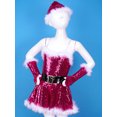 thumbnail image 5 of YiZYiF Kids Girls Sparkly Figure Ice Skating Dance Tutu Dress Feather Santa Christmas Costume Outfit Rose 4, 5 of 7