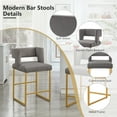 thumbnail image 5 of Lecut 26" H Counter Height Bar Stools Set of 2, Modern Velvet Bar Stools with Square Open Backrest and Gold Metal Frame, Kitchen Counter Stools for Island, Home Bar, Pub,Grey+Gold, 5 of 8