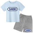 thumbnail image 3 of Conjunto de 2 piezas de camiseta y pantalones cortos con estampado de letras para niños y adolescentes de verano de 4 a 14 años, ropa informal de manga corta para niños y niñas, 3 of 5