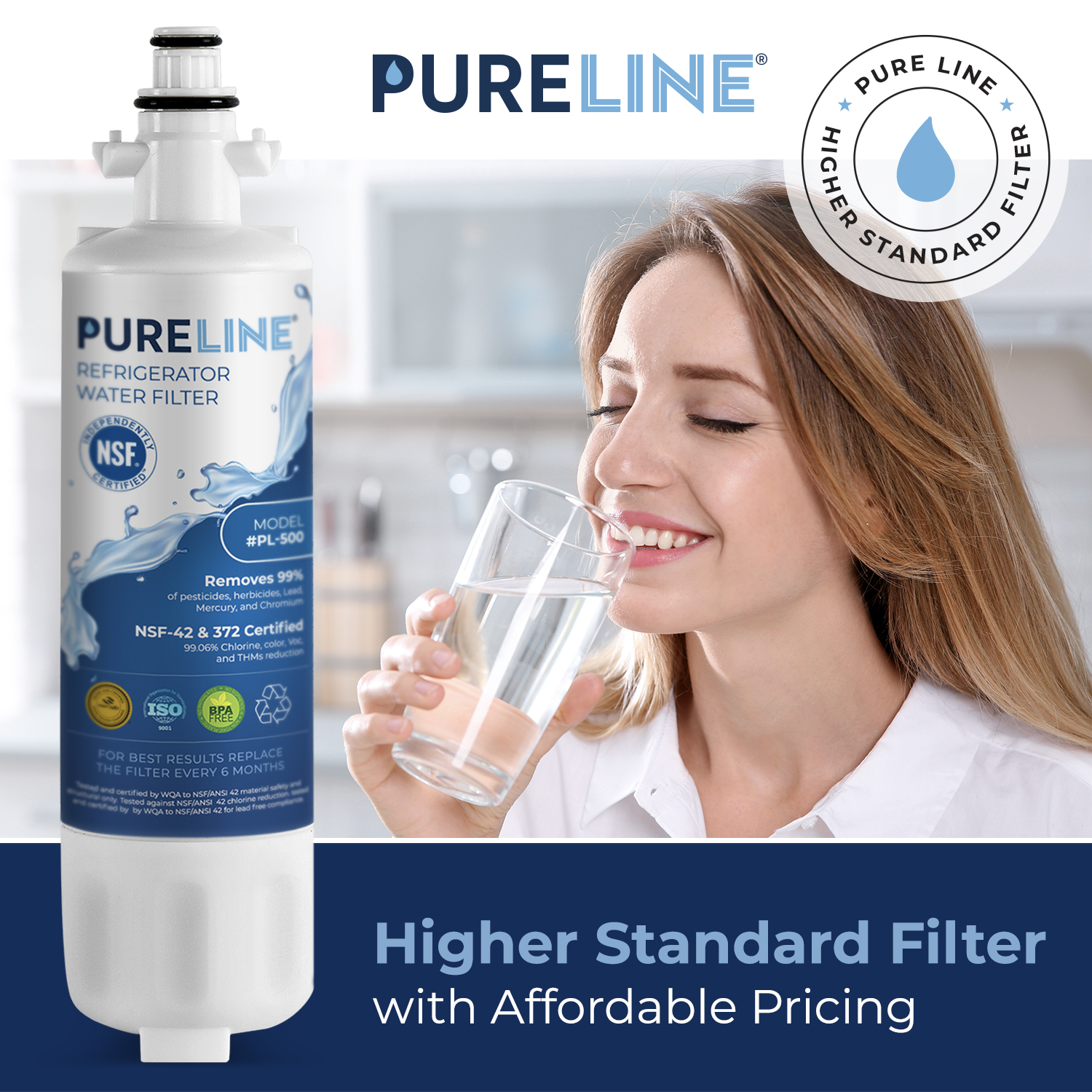 PURELINE 9690 Water Filter with Advanced Filtration.  Compatible with Kenmore 9690, 46-9690, Kenmoreclear 9690, and Kenmoreclear 46-9690. (3 Pack)
