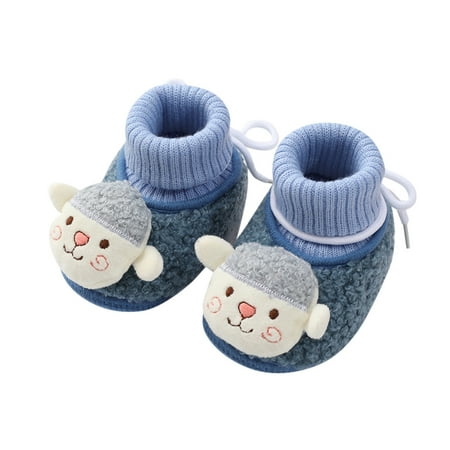 

Quealent Baby Boy Booties Baby Girls Cotton Booties Boys Slippers Stay on Sock Soft Shoes Non Skid Ankle Boots Blue 3 Months