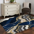 thumbnail image 5 of Blue Marble Area Rug 4x6 Washable Rug Non Slip Grey Gold Texture Vintage Farmhouse Art Large Area Rug Indoor Floor Carpet for Entryway Bedroom Kitchen Living Room Home Office Dining Room Nursery, 5 of 8