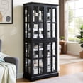 thumbnail image 4 of Jopath Display Cabinet with Glass Doors, Antique Display Cabinet with Adjustable Shelves Four Door Design Storage Cabinet for Home and Office Bulb Included Black 1, 4 of 9