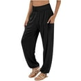 thumbnail image 2 of AherBiu Plus Size Womens Sweatpants High Waisted Stretch Lightweight Joggers Fall Solid Color Casual Trousers with Pockets, 2 of 6