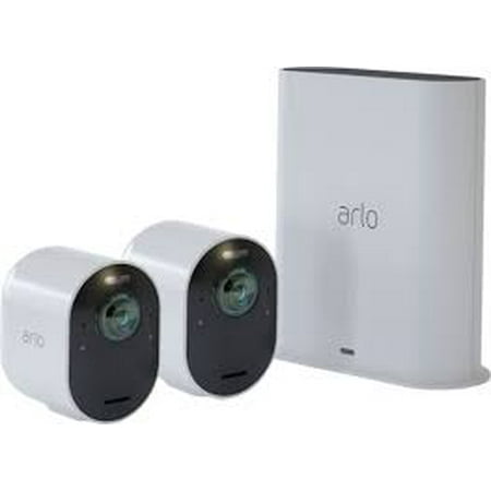 Arlo Ultra 4K HDR Security Camera System VMS5240 - 2 Wire-Free Rechargeable Battery Cameras with Color Night Vision, Auto-Zoom, Weather-Resistant, Smart Siren and One Year of Arlo