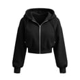 thumbnail image 6 of Lenpel Cropped Hooded Jackets for Women Workout Full Zip Long Sleeve Trendy Drawstring Sweatshirt Coats with Pockets Fall Clothes(Black,Large), 6 of 6