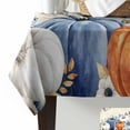 thumbnail image 2 of Blue Orange Pumpkins Fall Rectangle Tablecloths 60x90,White Thanksgiving Eucalyptus Leaves Beige Table Cloth Table Cover Indoor/Outdoor Tabletop Decor for Wedding Holiday Party Dinner Baby Shower, 2 of 7