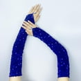 thumbnail image 4 of Women's Sparkly Sequin Gloves, Long Velvet Opera Gloves, Full Length Arm Sleeves, Evening Gloves, Wedding Prom Gloves, Sequin Party Gloves, Formal Event Gloves Blue, 4 of 4