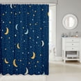 thumbnail image 2 of Manfei Sparkle Stars Print Shower Curtain 72Wx84L,Night Starry Sky Bathroom Shower Curtain,Navy Yellow, 2 of 5